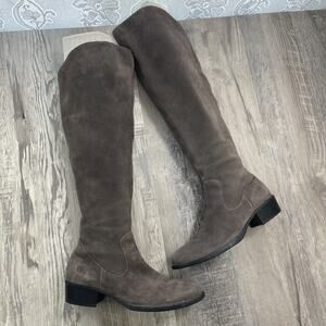 Born Tall Knee High Boots Soft Slouchy Leather Suede Gray Womens 10 M